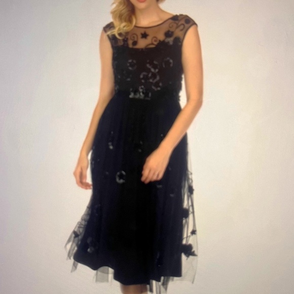 JOHNNY WAS BLACK FLOWER BEADED DRESS-BRAND NEW! - Picture 9 of 11